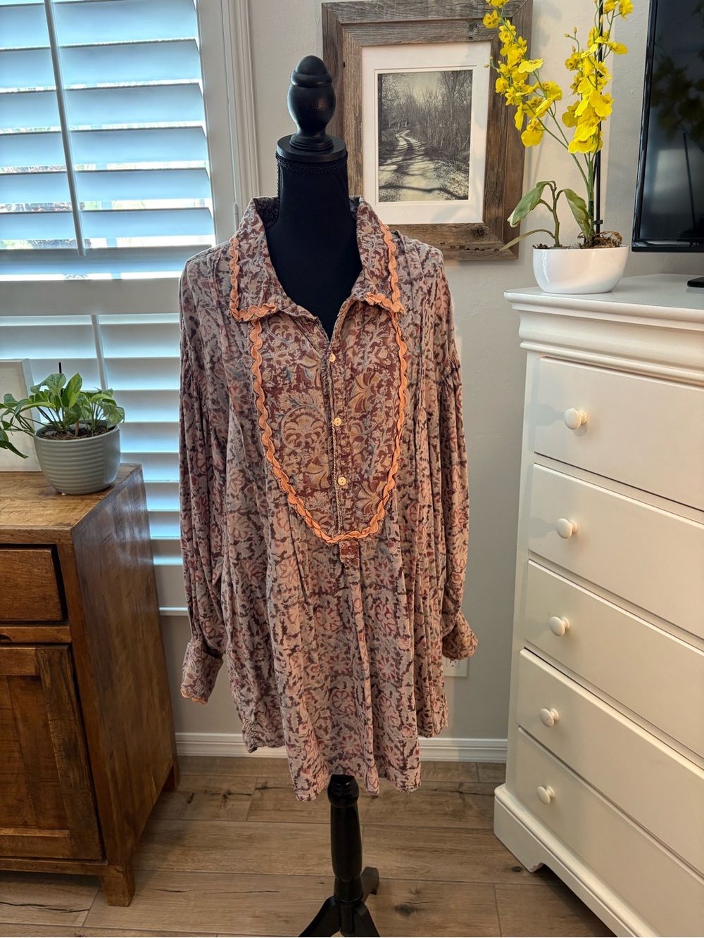 Magnolia Pearl Block Print Tora Shirt, OS